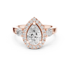 Pear Shaped Diamond Halo Ring with Round Side Stones