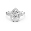 Pear Shaped Diamond Halo Ring with Round Side Stones