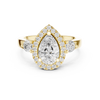 Pear Shaped Diamond Halo Ring with Round Side Stones