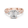 Emerald Cut Diamond Ring with Twisted Pav‚ Band and Side Stones