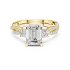 Emerald Cut Diamond Ring with Twisted Pav‚ Band and Side Stones