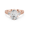 Oval-Cut Diamond Ring with Intricate Filigree Band and Side Stones