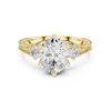 Oval-Cut Diamond Ring with Intricate Filigree Band and Side Stones