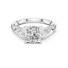 Cushion-Cut Diamond Ring with Half-Moon Side Stones