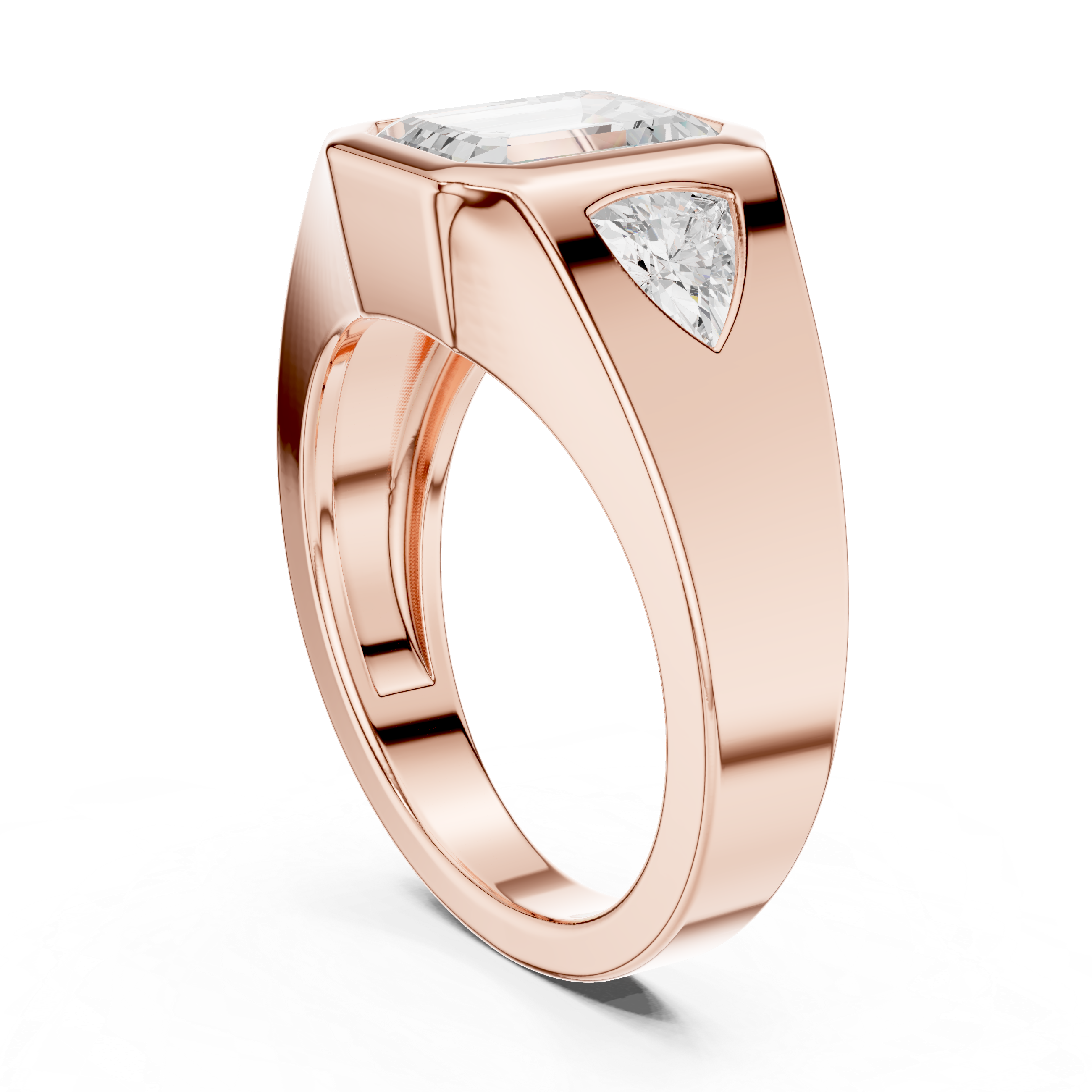 Emerald-Cut Diamond Ring with Tapered Baguette Side Stones in a Bold Channel-Set Band