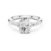 Oval-Cut Diamond Ring with Tapered Baguette Side Stones and Sleek Band
