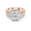 Round-Cut Diamond Halo Ring with Triple Pav‚ Band