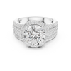 Round-Cut Diamond Halo Ring with Triple Pav‚ Band