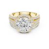 Round-Cut Diamond Halo Ring with Triple Pav‚ Band