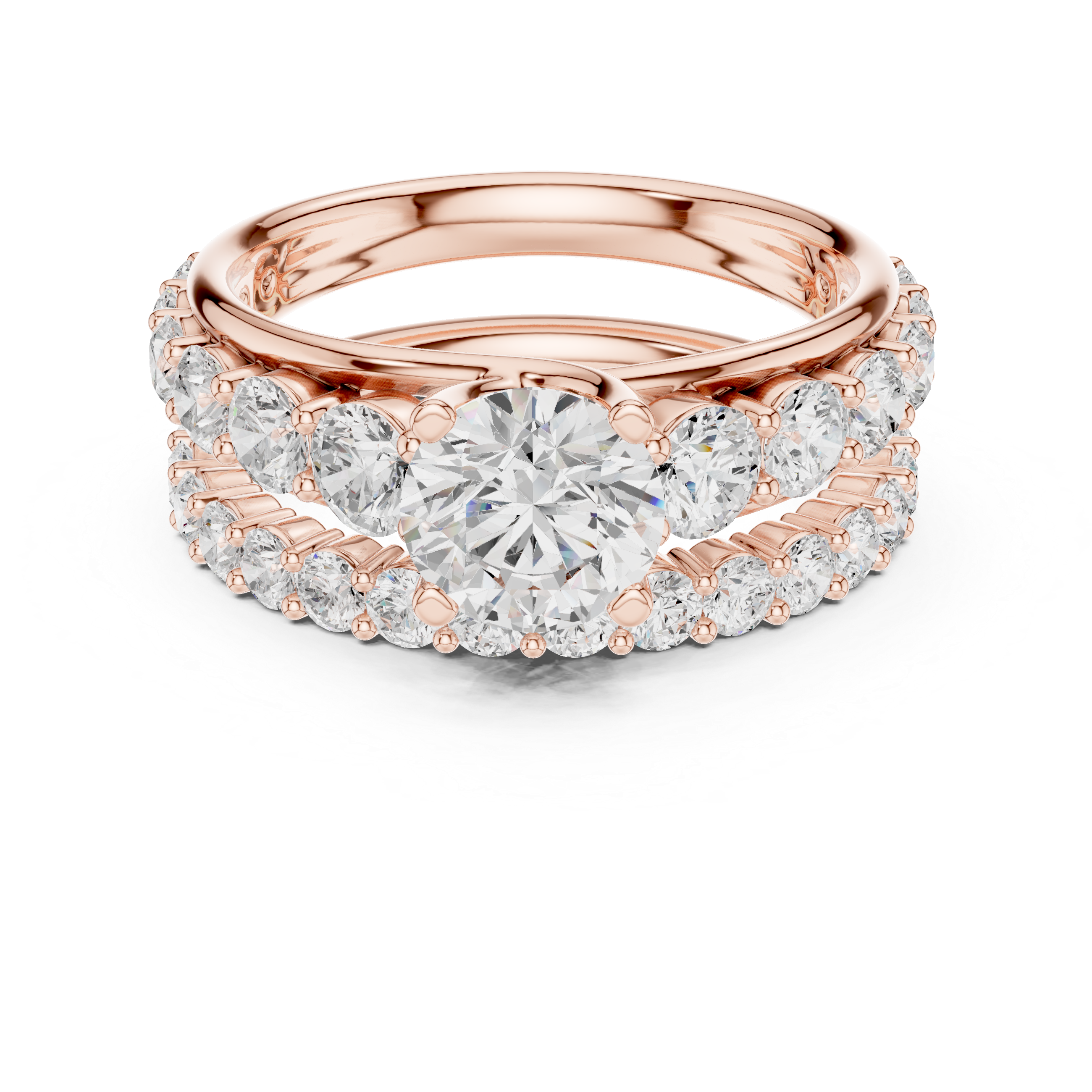 Round-Cut Diamond Halo Ring with Graduated Pav‚ Band