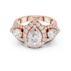Pear-Shaped Diamond Triple Halo Ring with Side Pear Diamonds