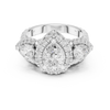 Pear-Shaped Diamond Triple Halo Ring with Side Pear Diamonds