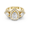 Pear-Shaped Diamond Triple Halo Ring with Side Pear Diamonds