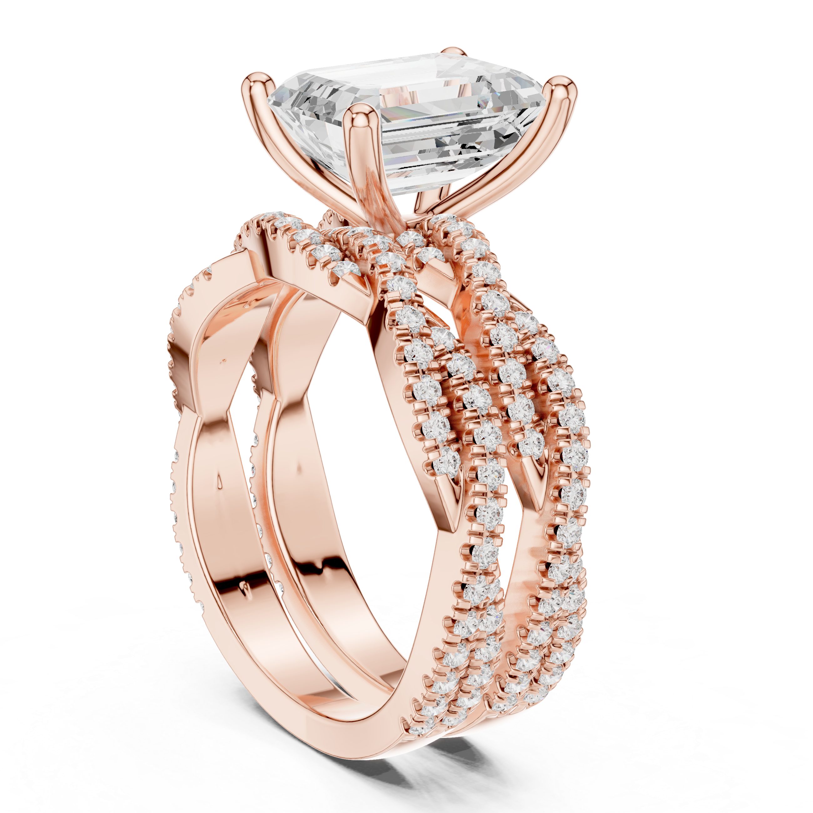 Emerald Cut Diamond Double-Band Ring