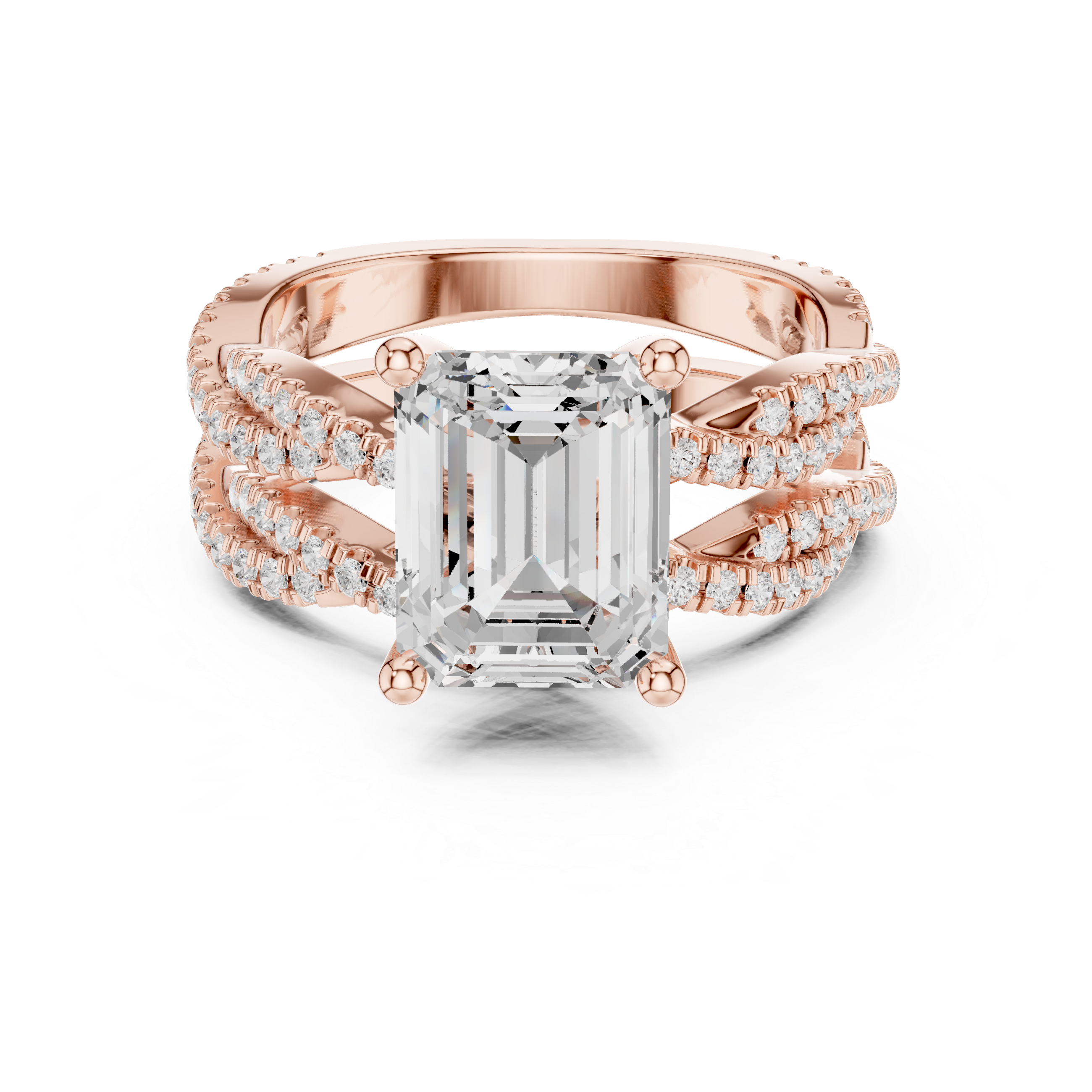 Emerald Cut Diamond Double-Band Ring