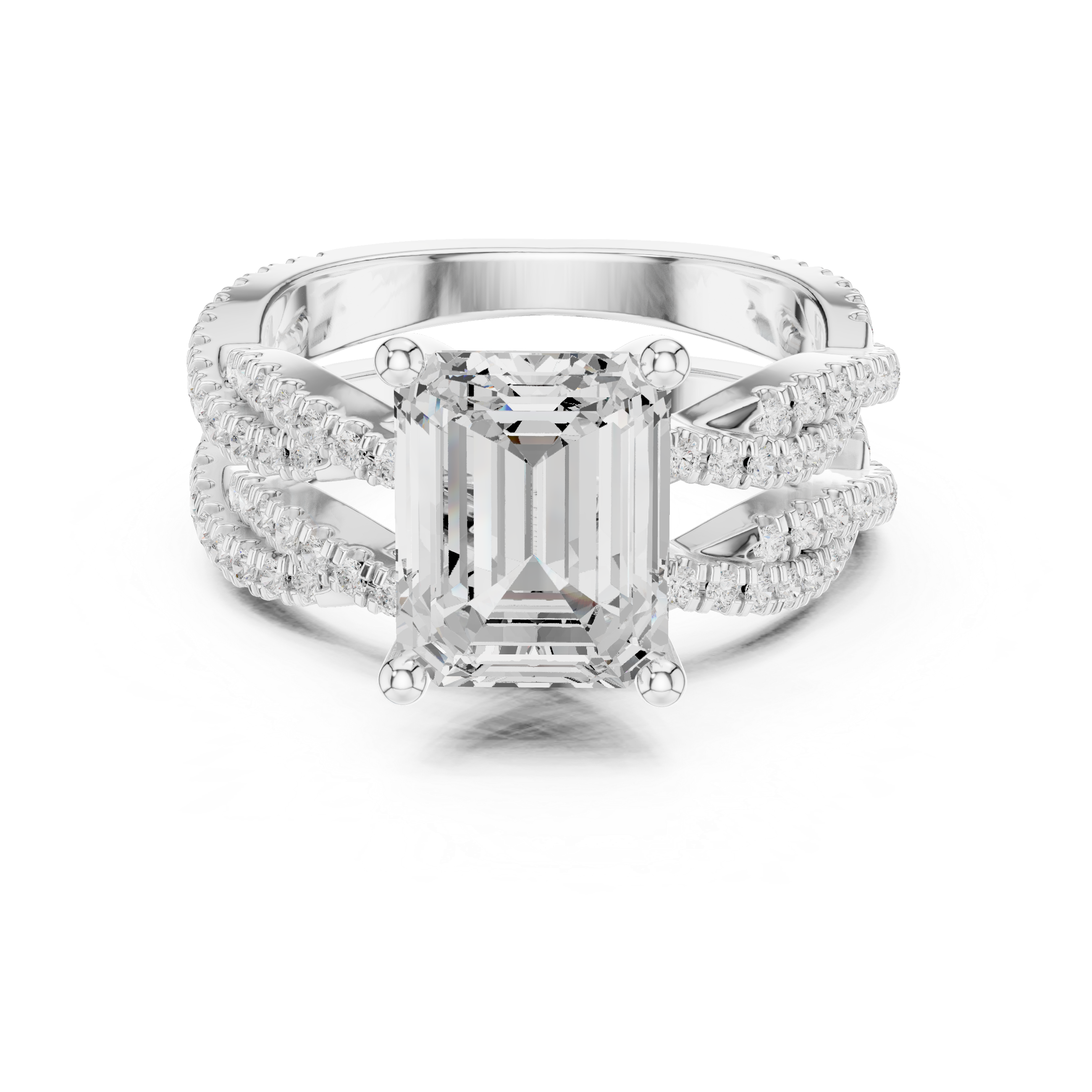 Emerald Cut Diamond Double-Band Ring