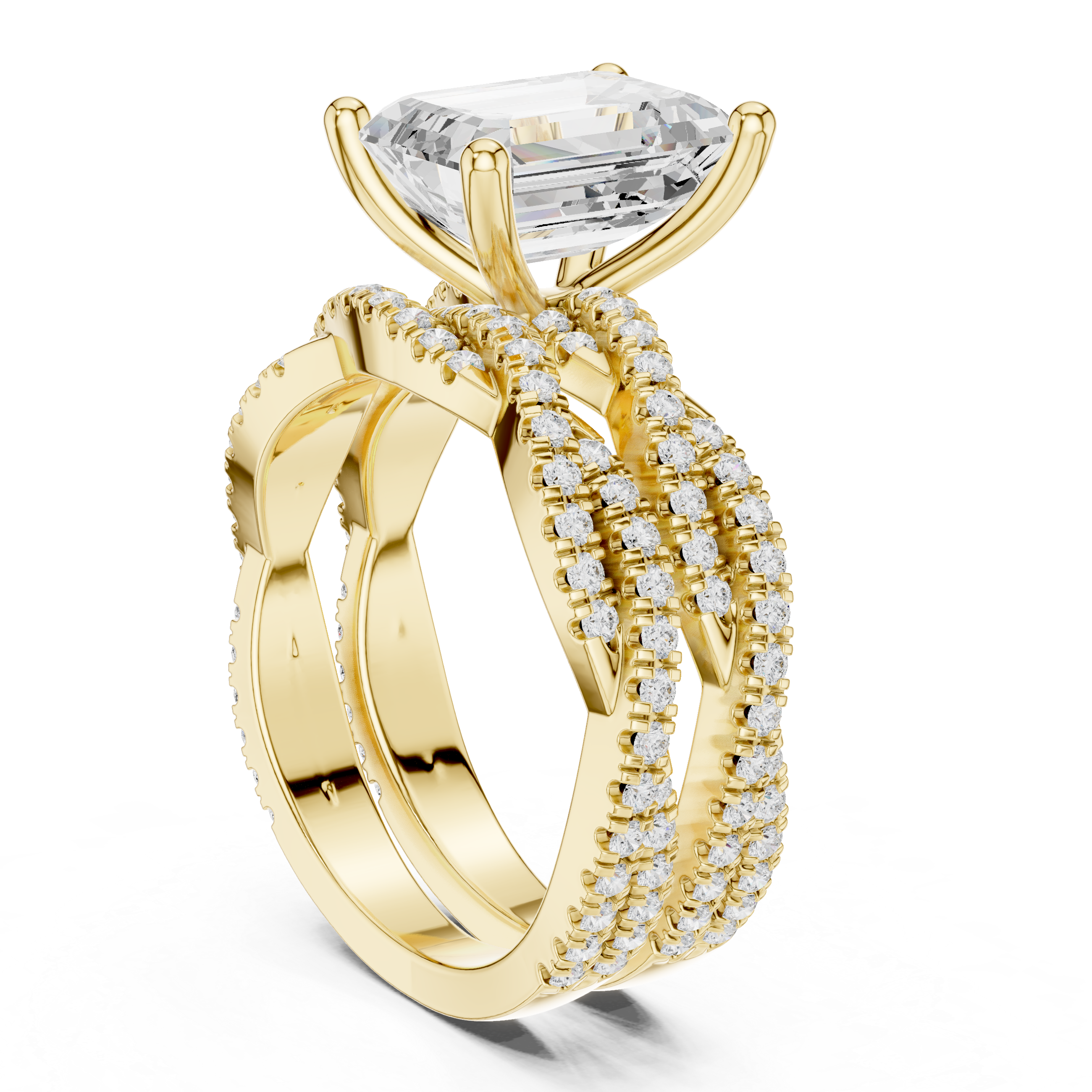 Emerald Cut Diamond Double-Band Ring