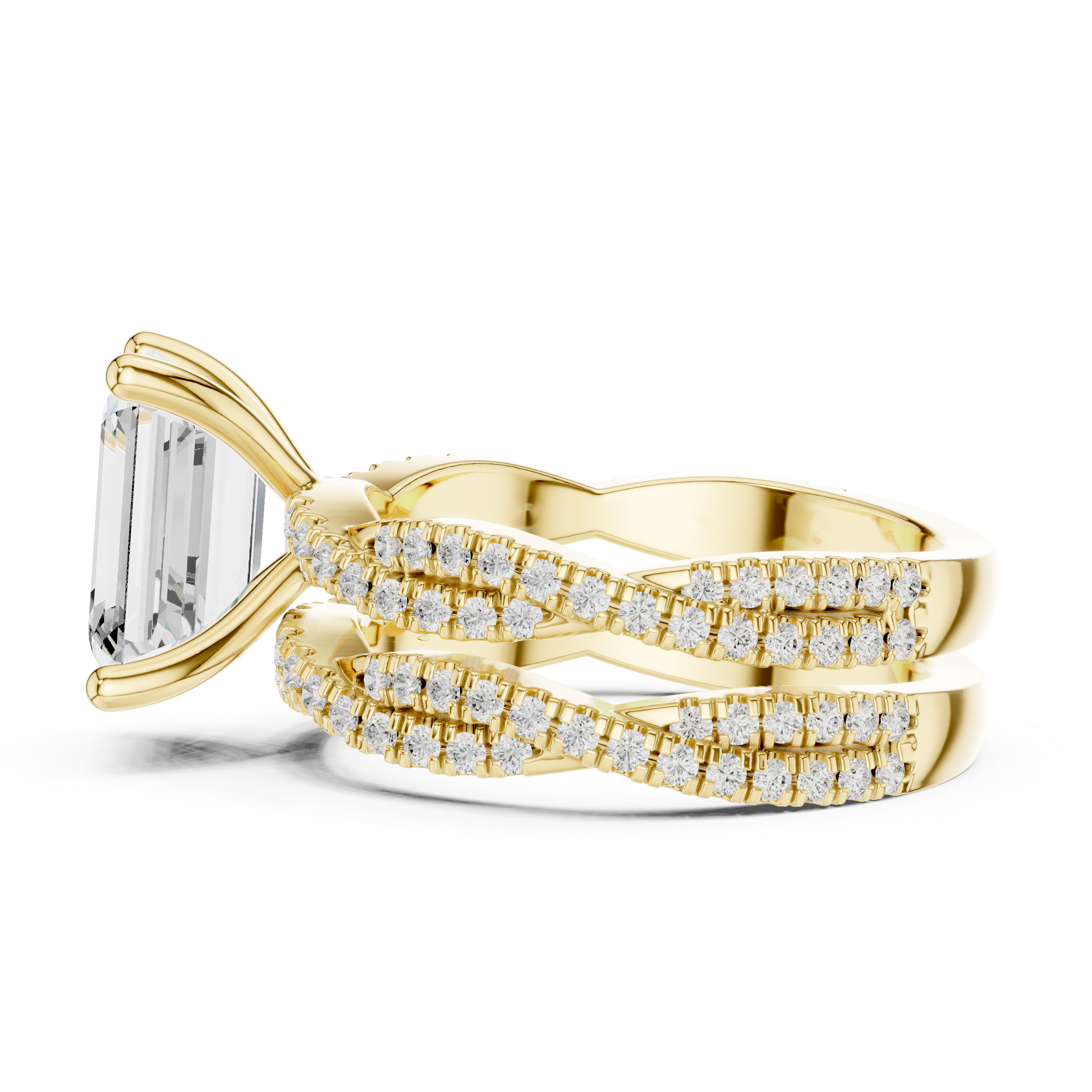 Emerald Cut Diamond Double-Band Ring