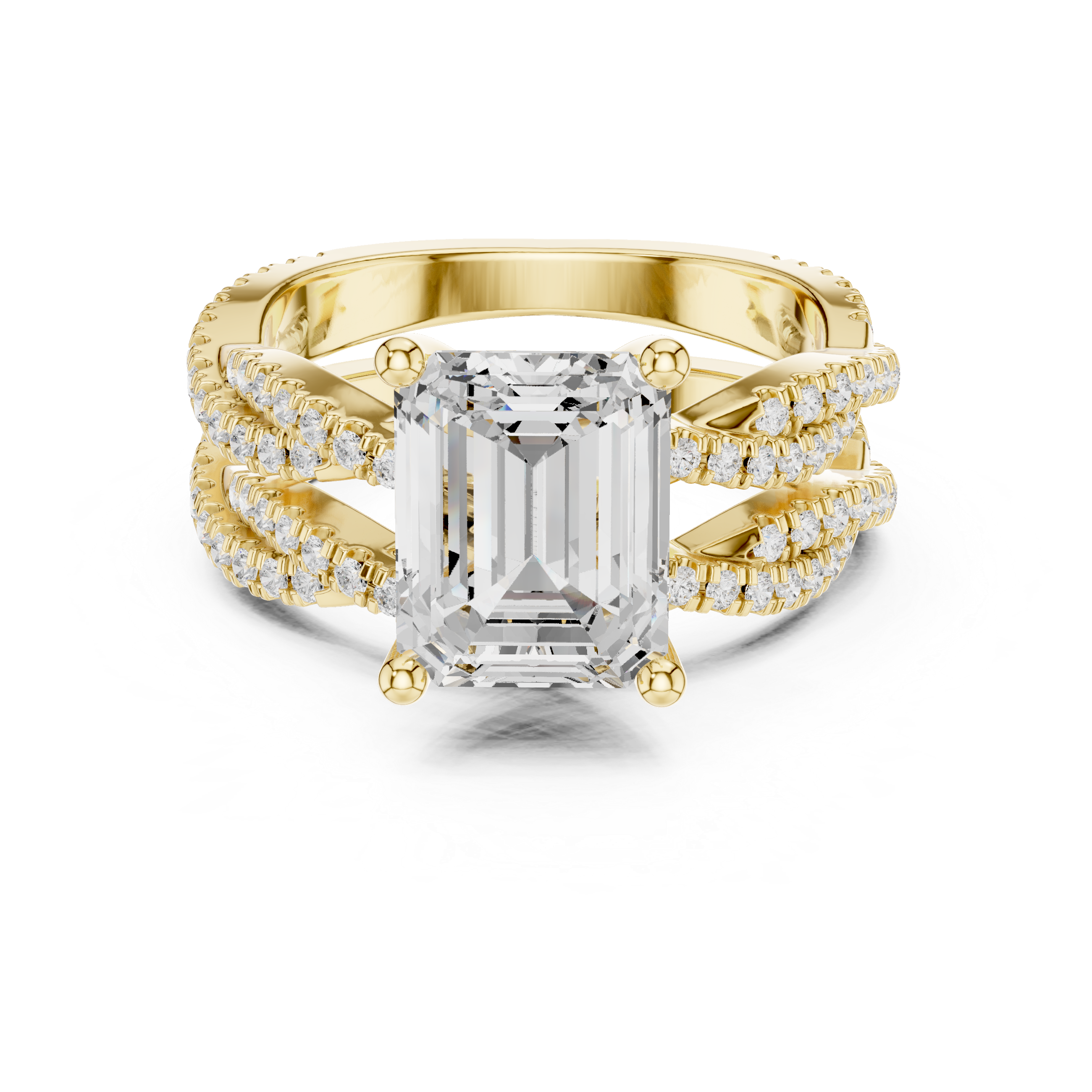 Emerald Cut Diamond Double-Band Ring