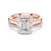 Emerald-Cut Halo Engagement Ring with Baguette and Round Diamonds