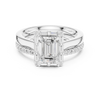 Emerald-Cut Halo Engagement Ring with Baguette and Round Diamonds