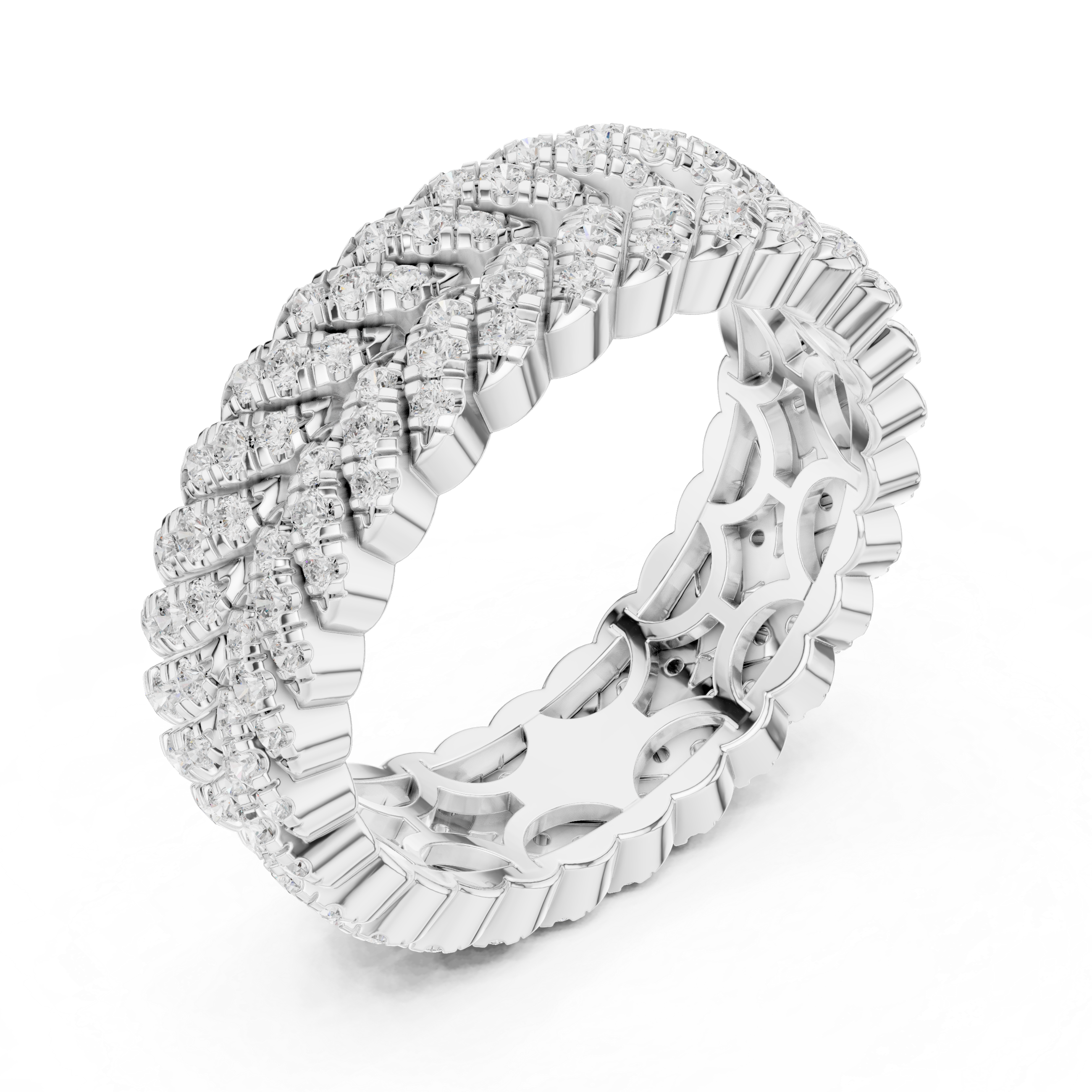 Intricate Diamond Braided Eternity Band