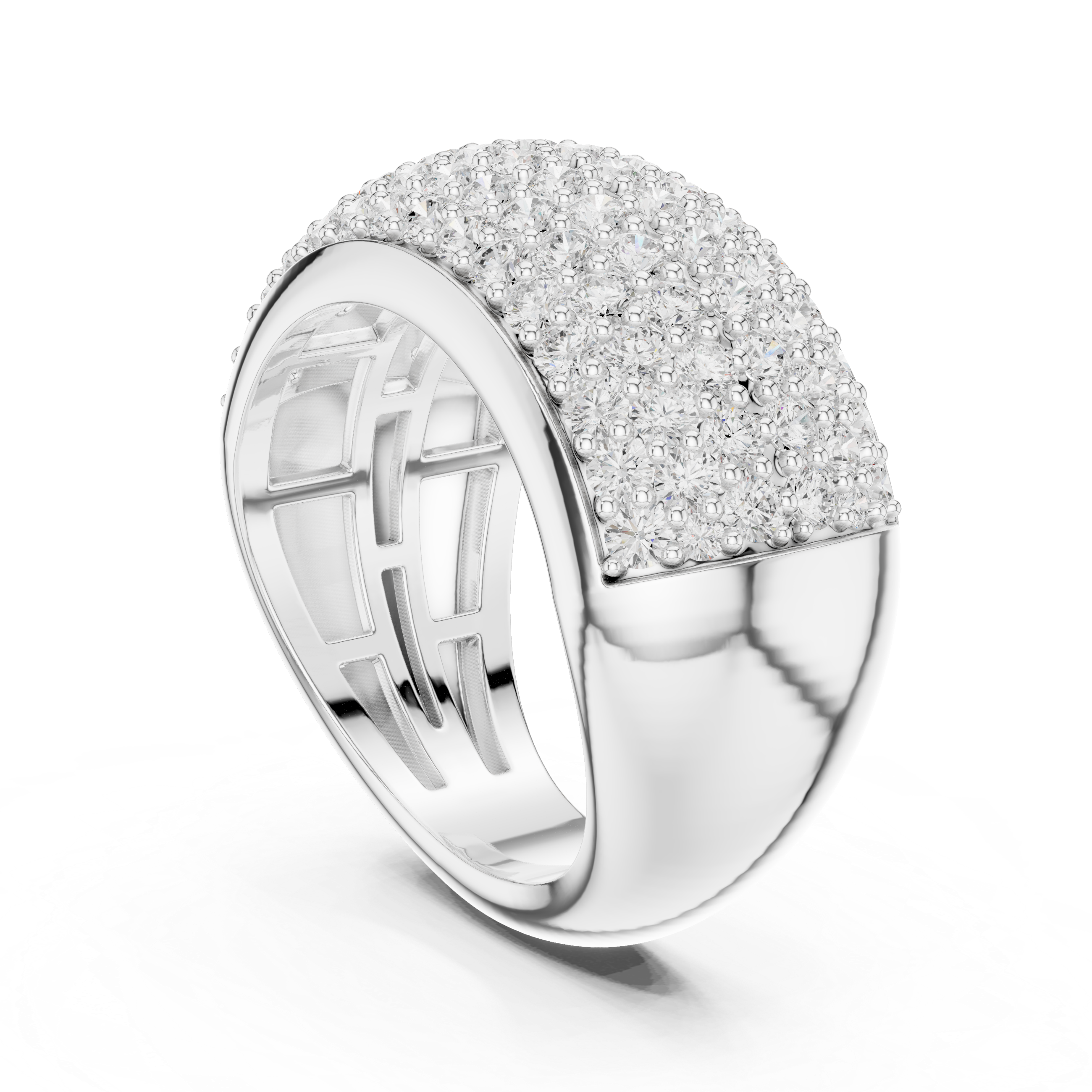 Wide Diamond Pave Statement Band
