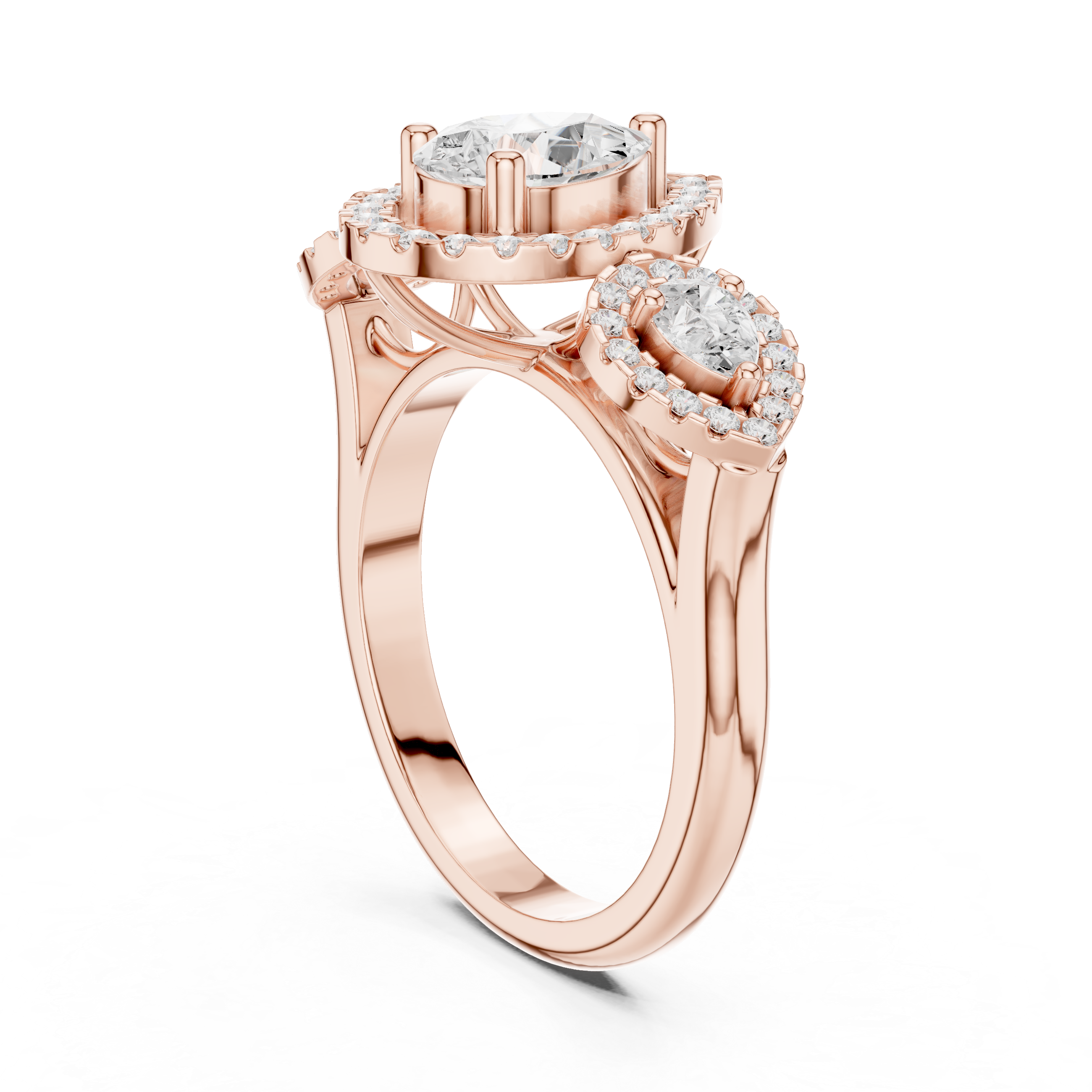 Pear-shaped center diamond and round diamond accents