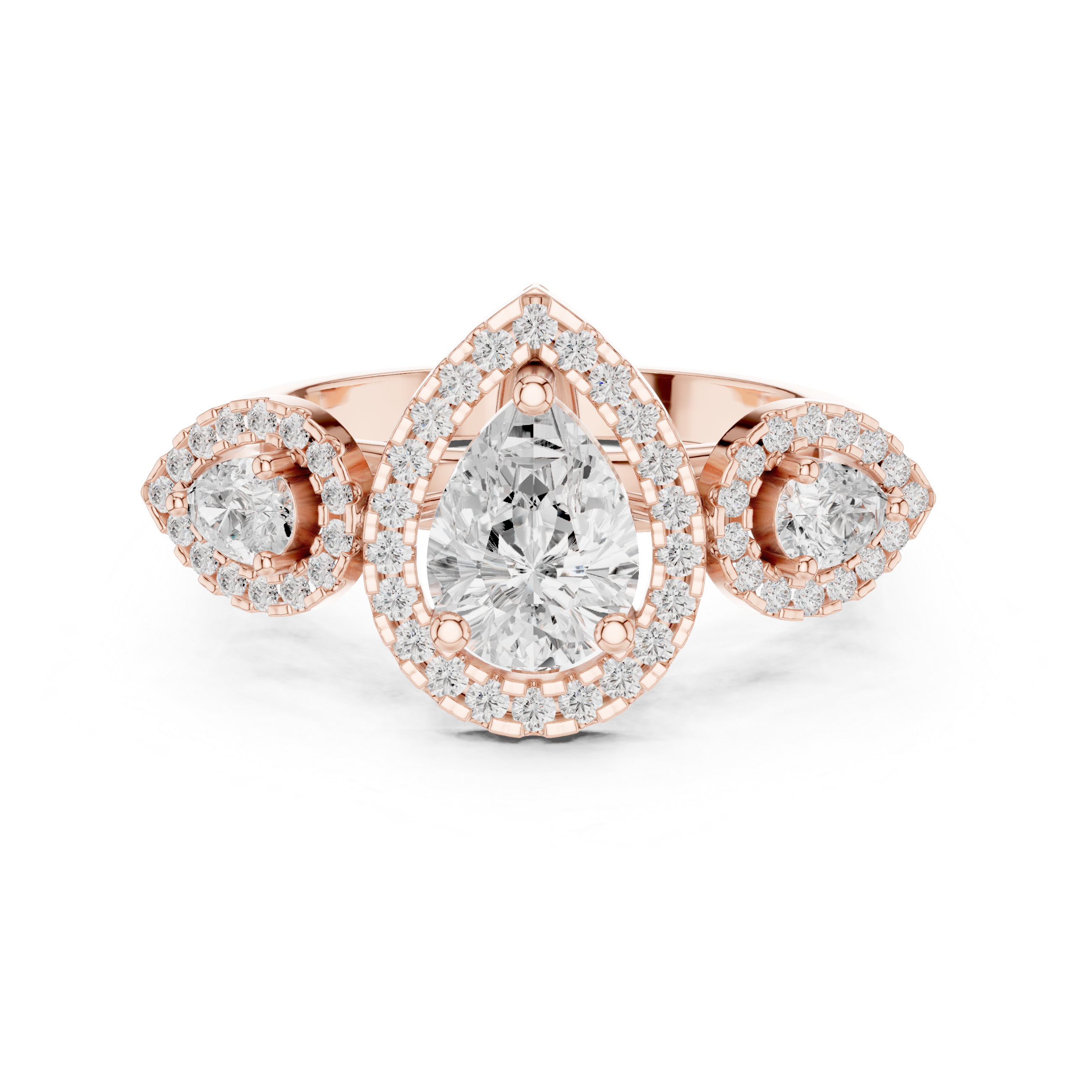 Pear-shaped center diamond and round diamond accents