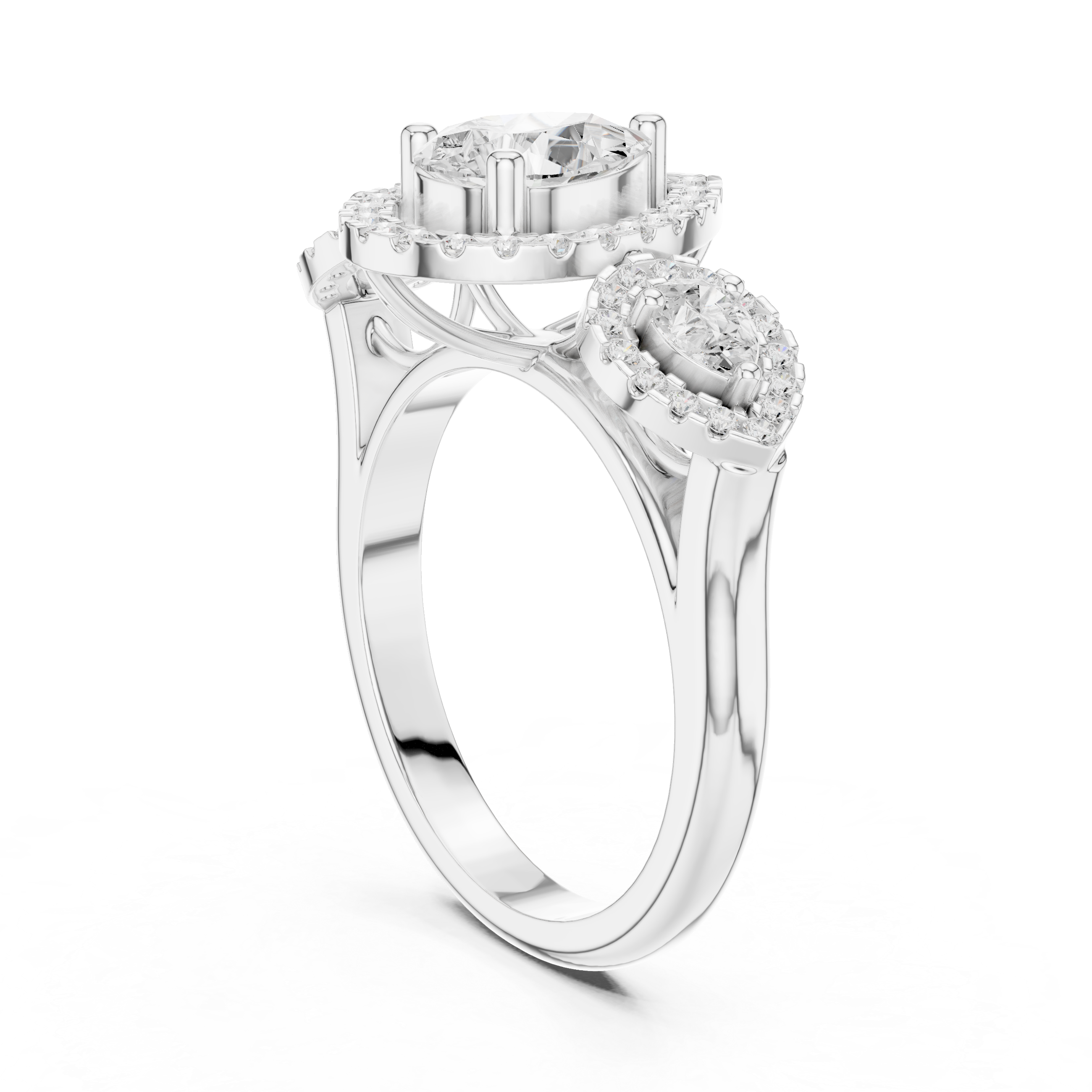 Pear-shaped center diamond and round diamond accents