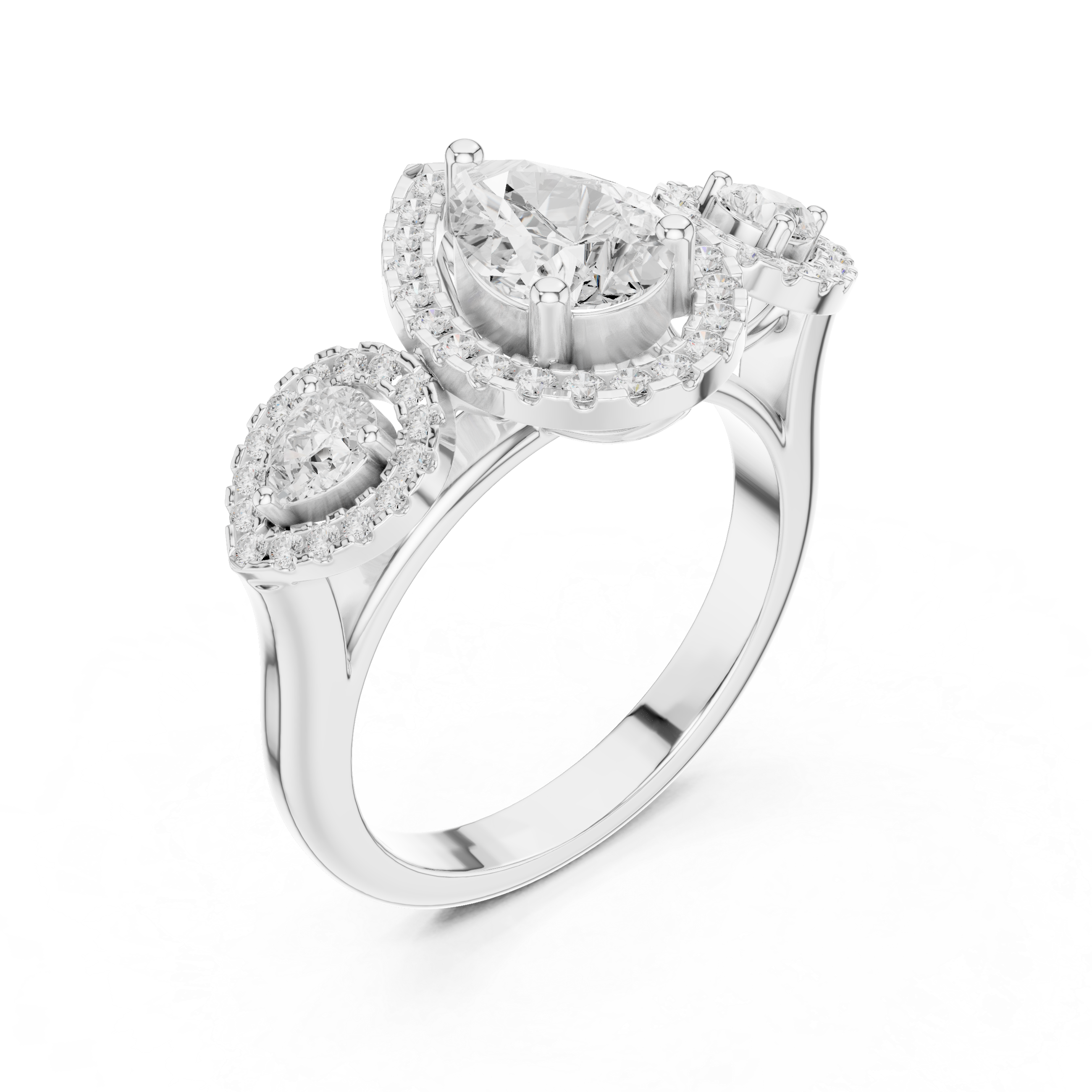 Pear-shaped center diamond and round diamond accents