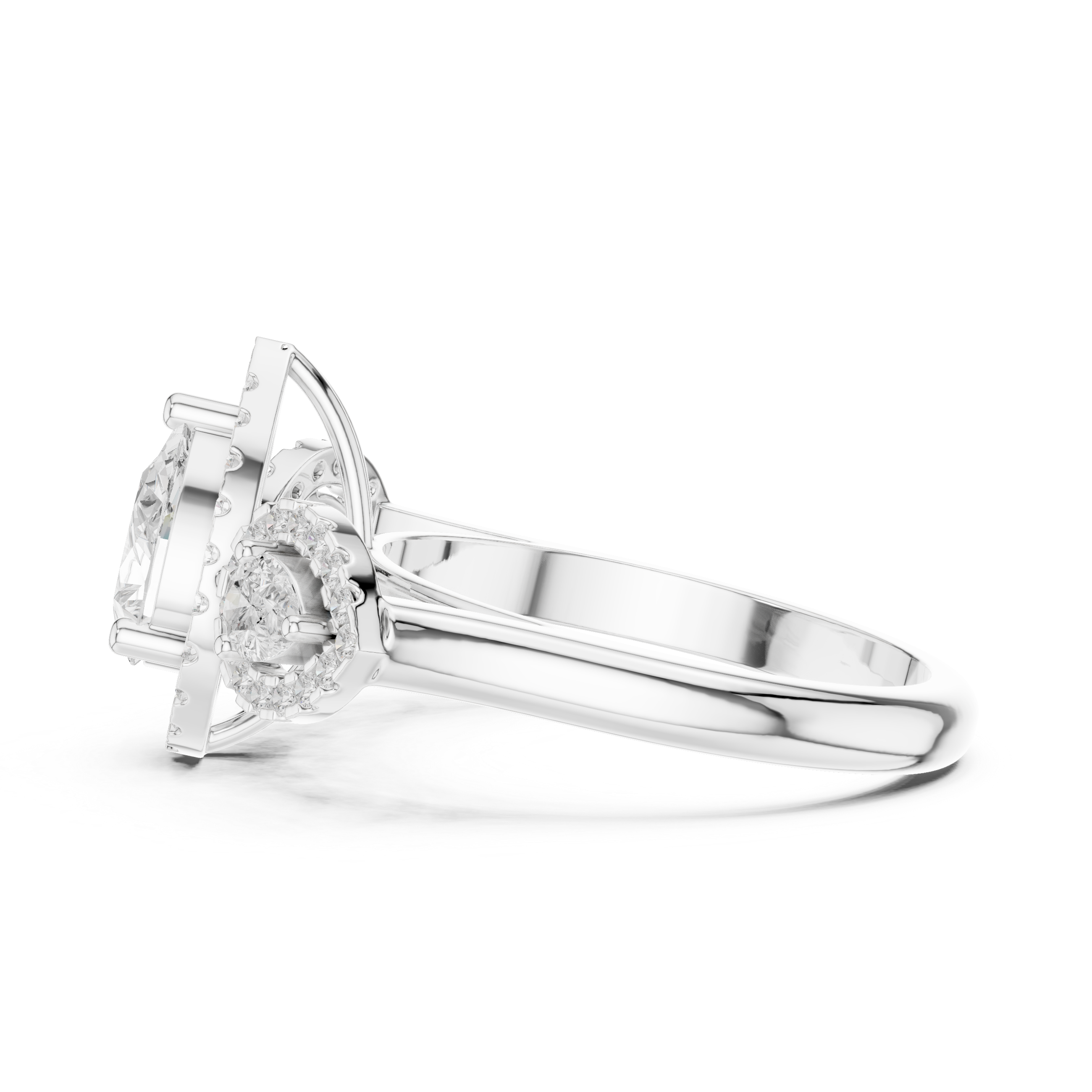 Pear-shaped center diamond and round diamond accents