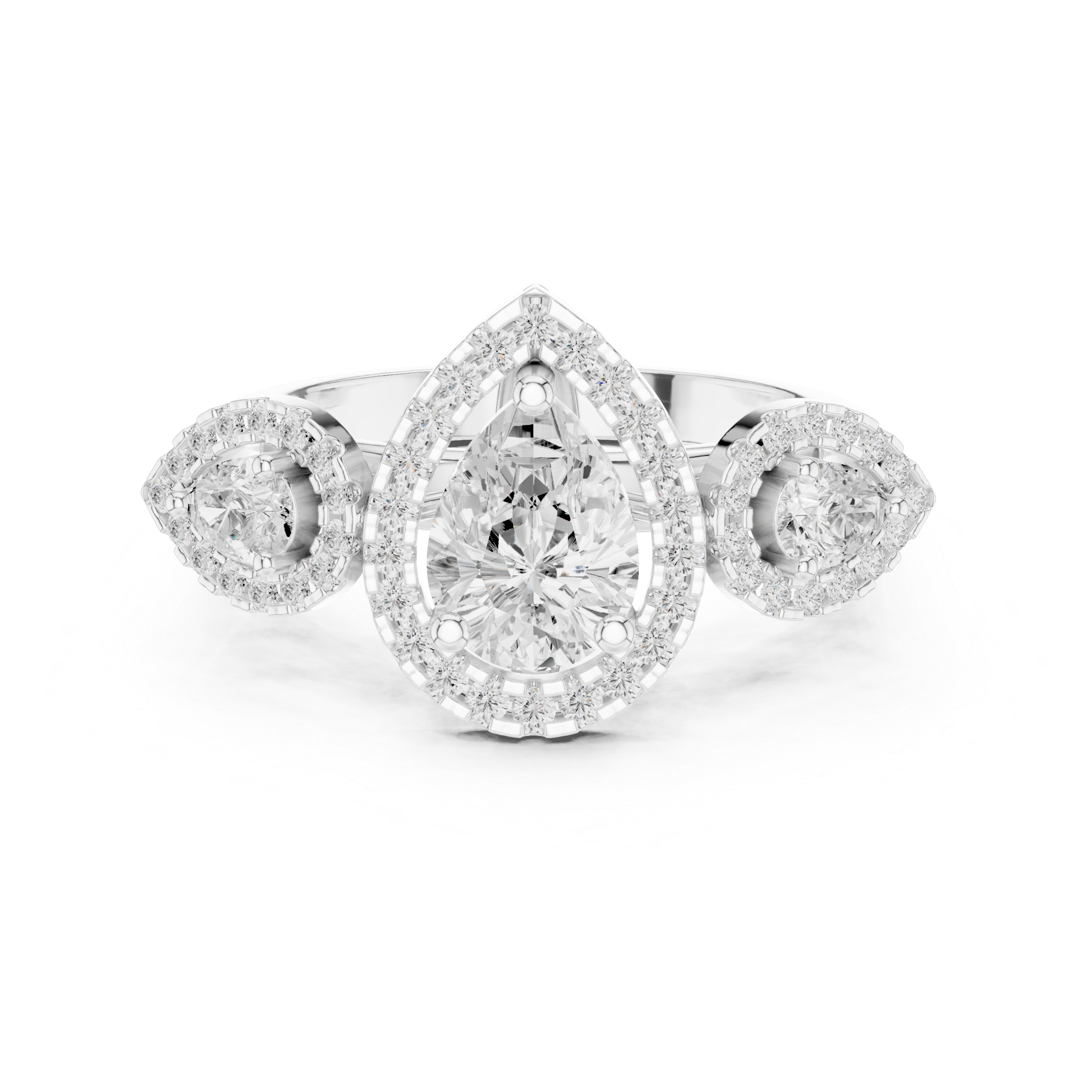 Pear-shaped center diamond and round diamond accents