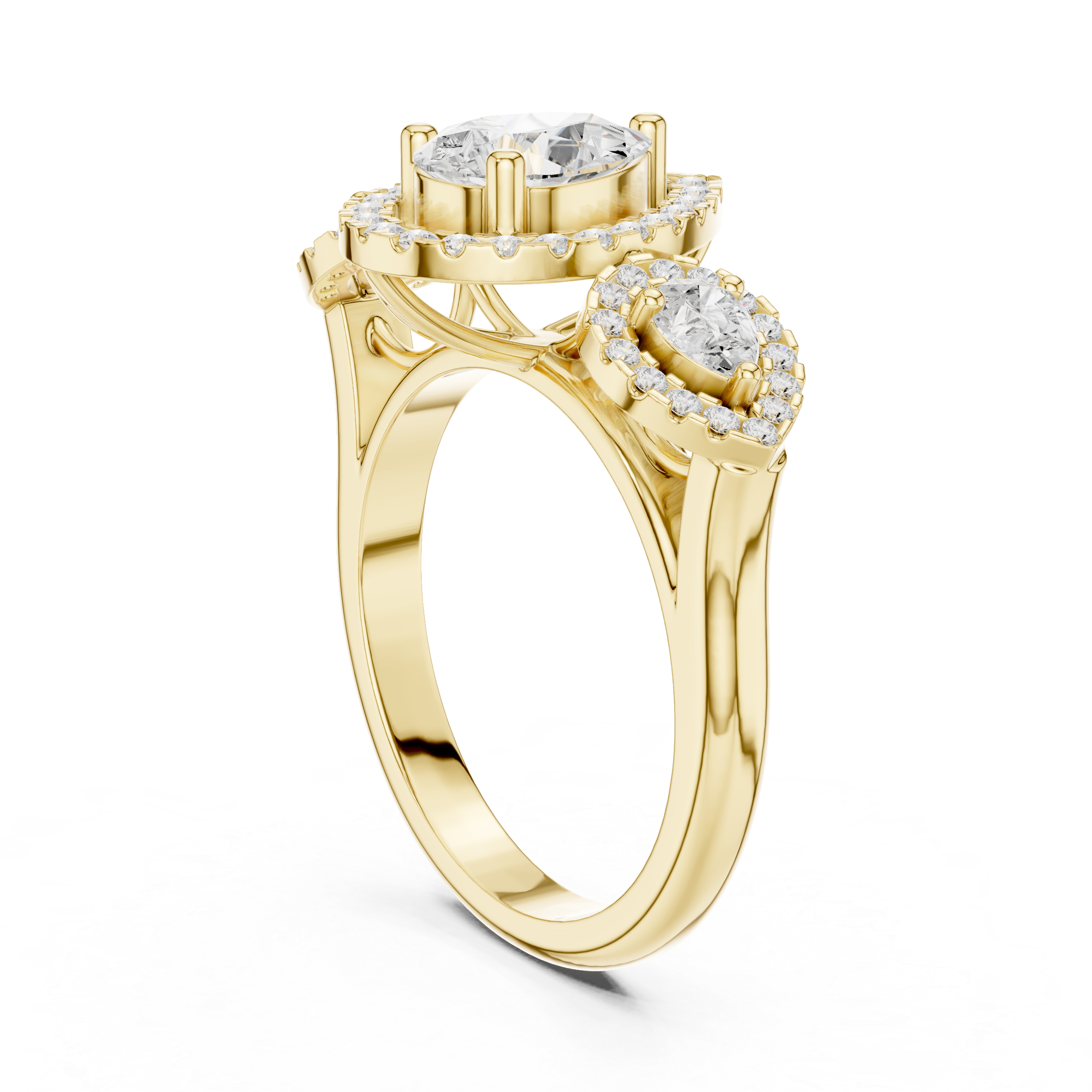 Pear-shaped center diamond and round diamond accents