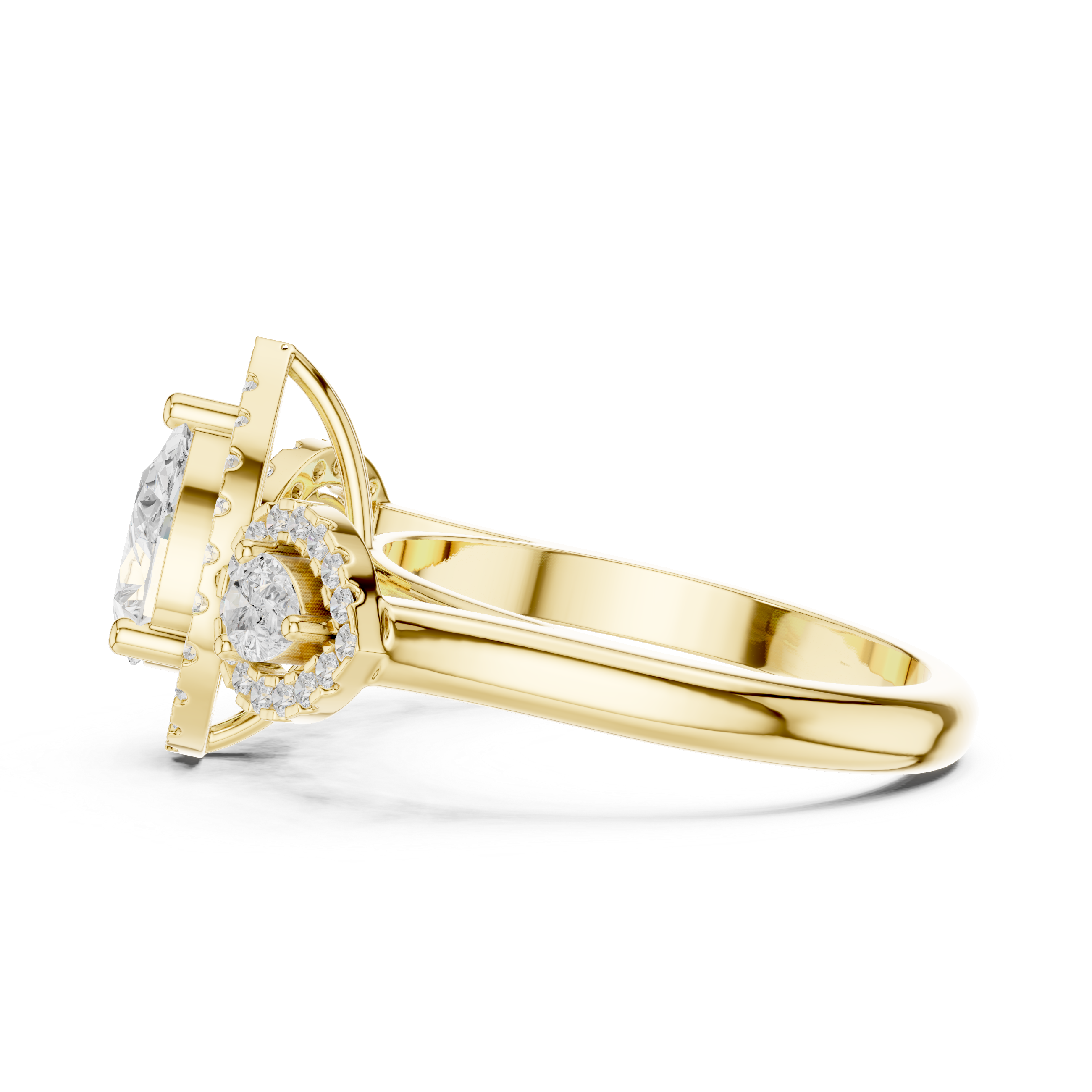 Pear-shaped center diamond and round diamond accents