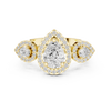 Pear-shaped center diamond and round diamond accents