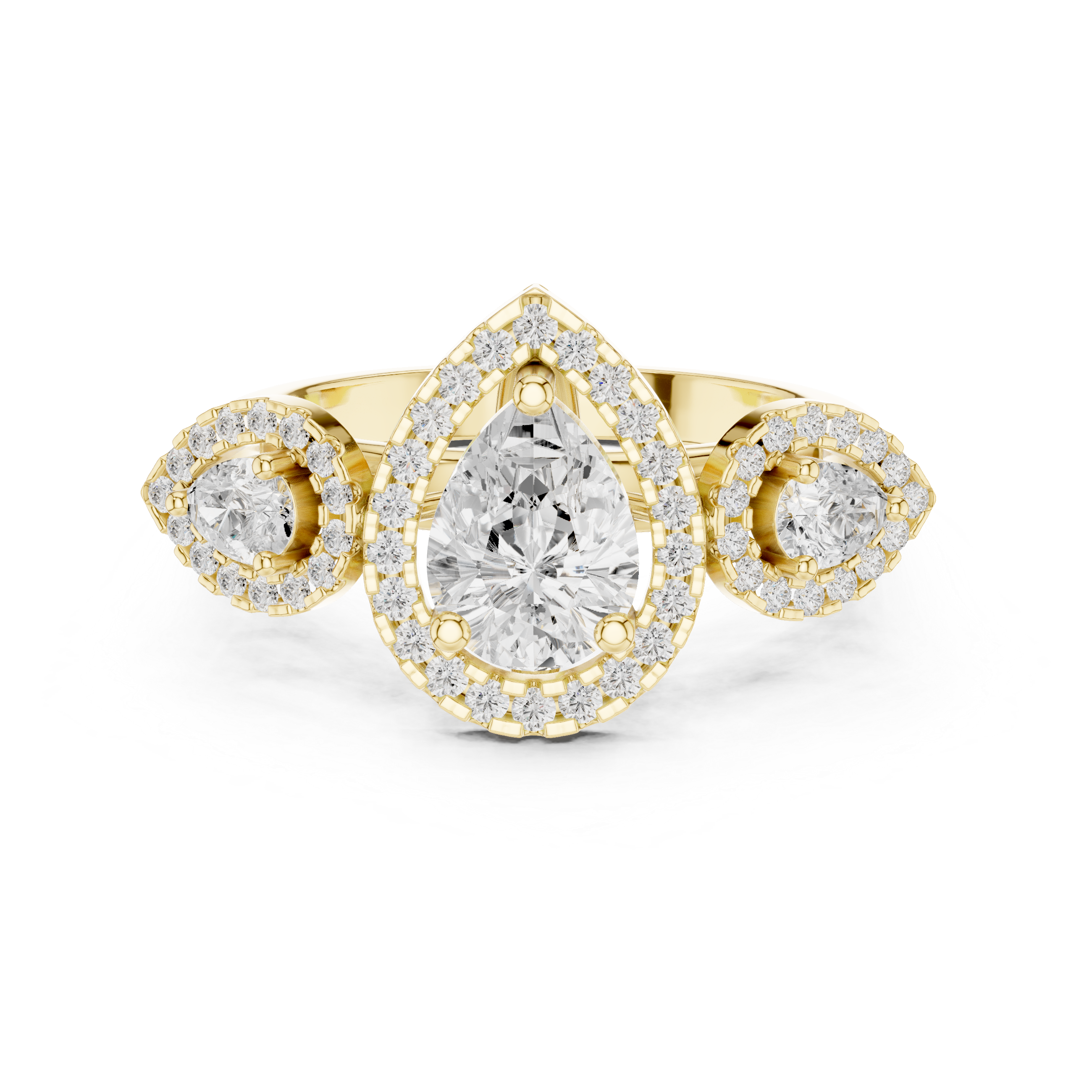 Pear-shaped center diamond and round diamond accents