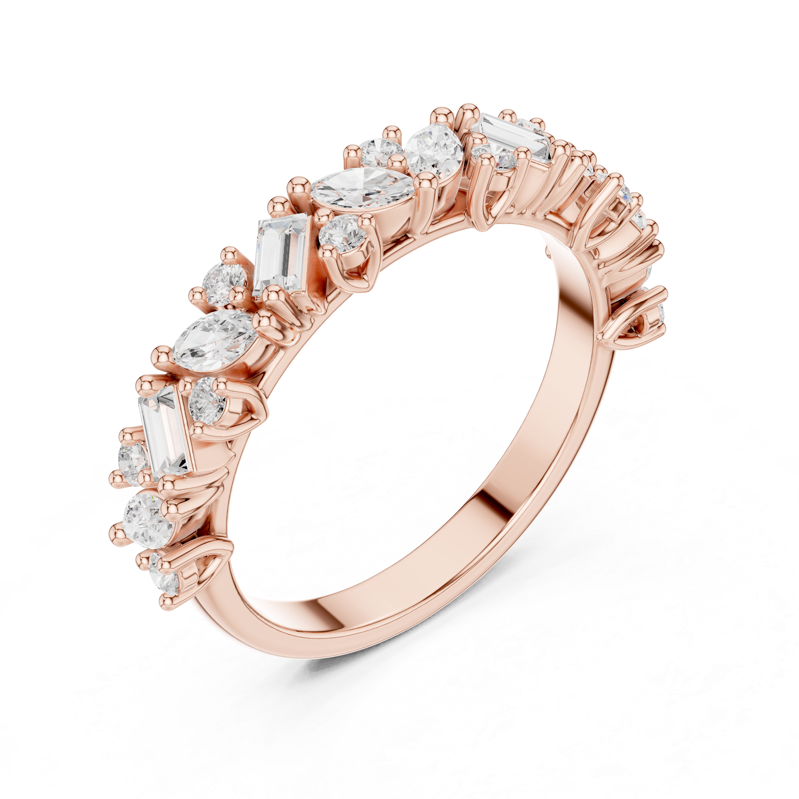 Diamond Ring with mixed cut in a floral-inspired design