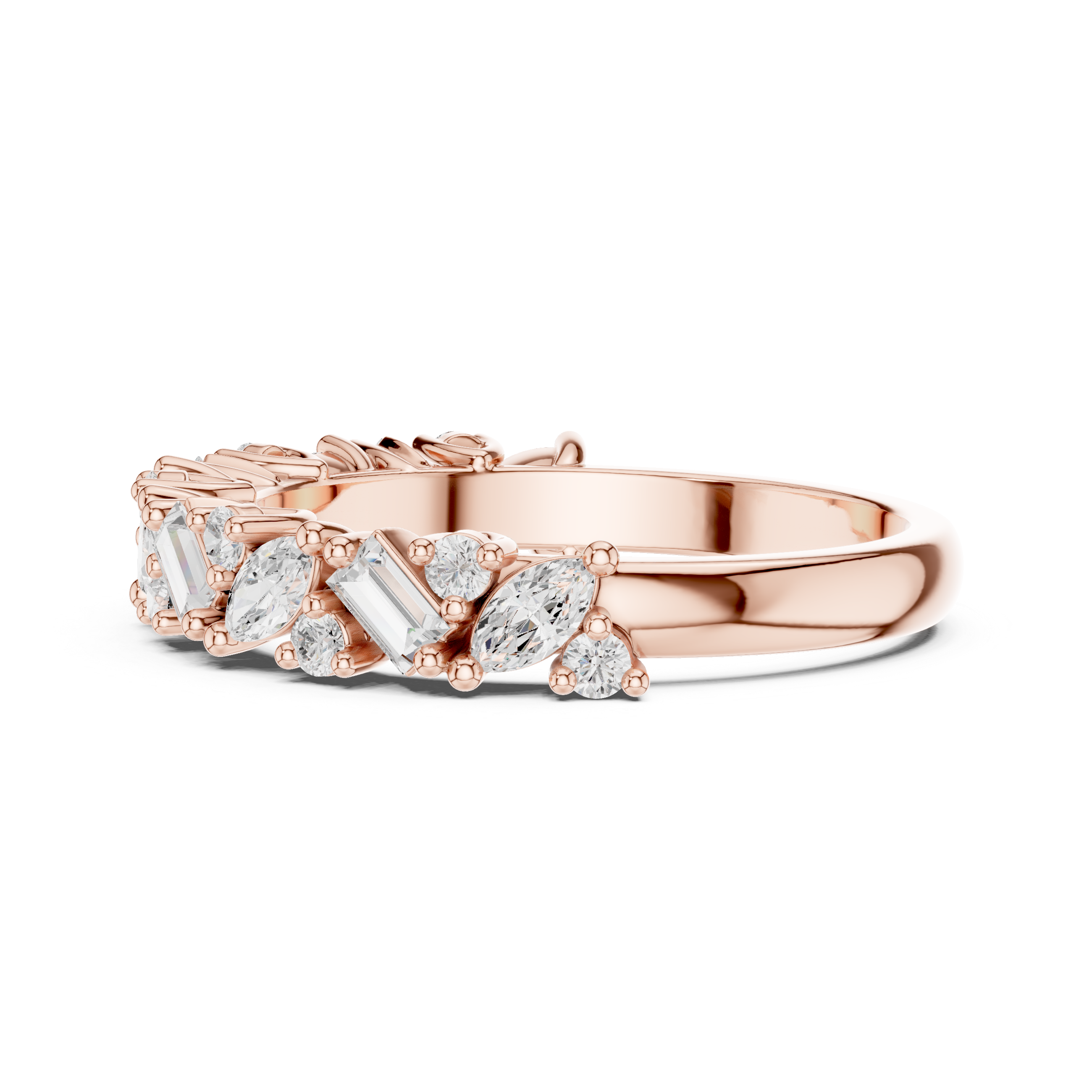 Diamond Ring with mixed cut in a floral-inspired design