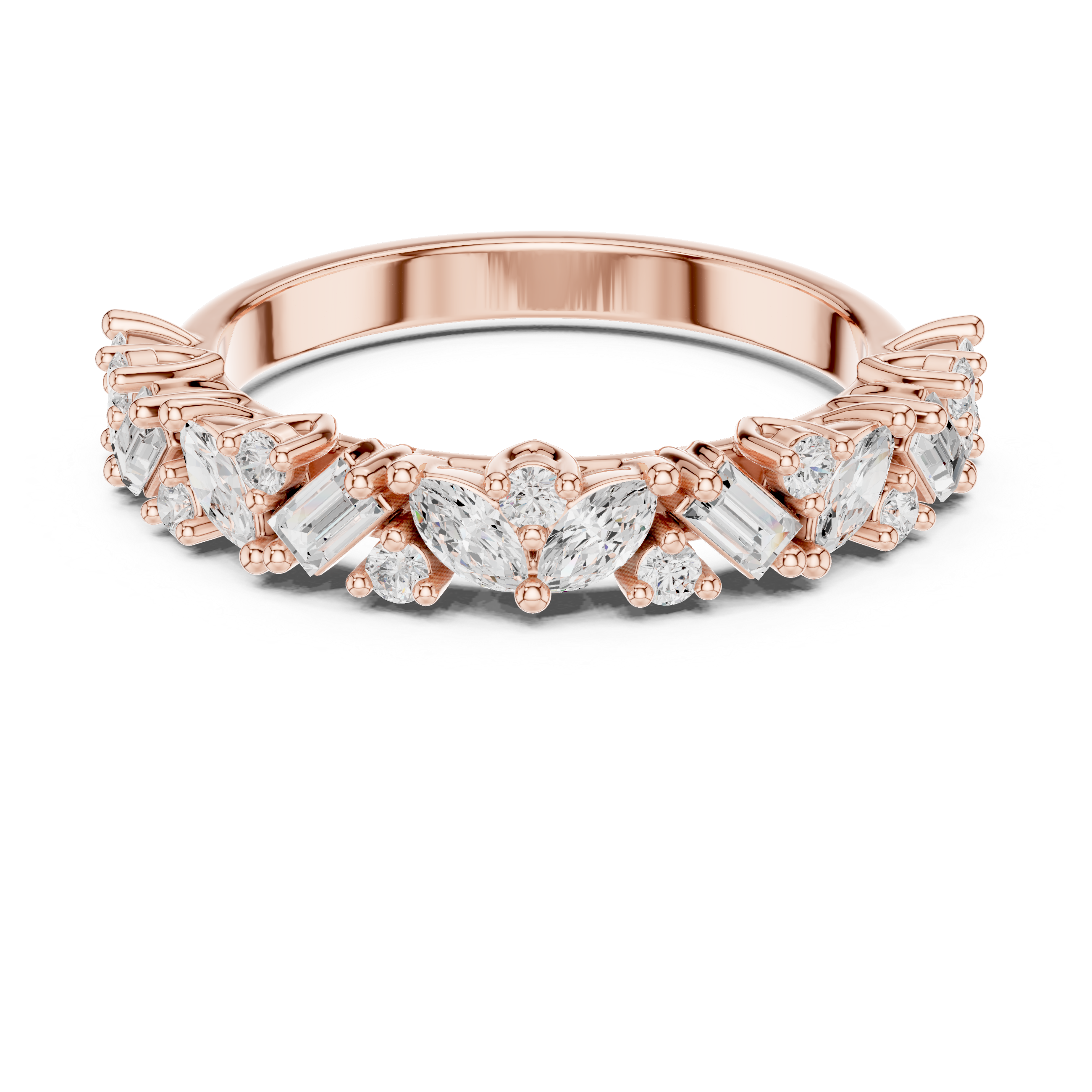 Diamond Ring with mixed cut in a floral-inspired design