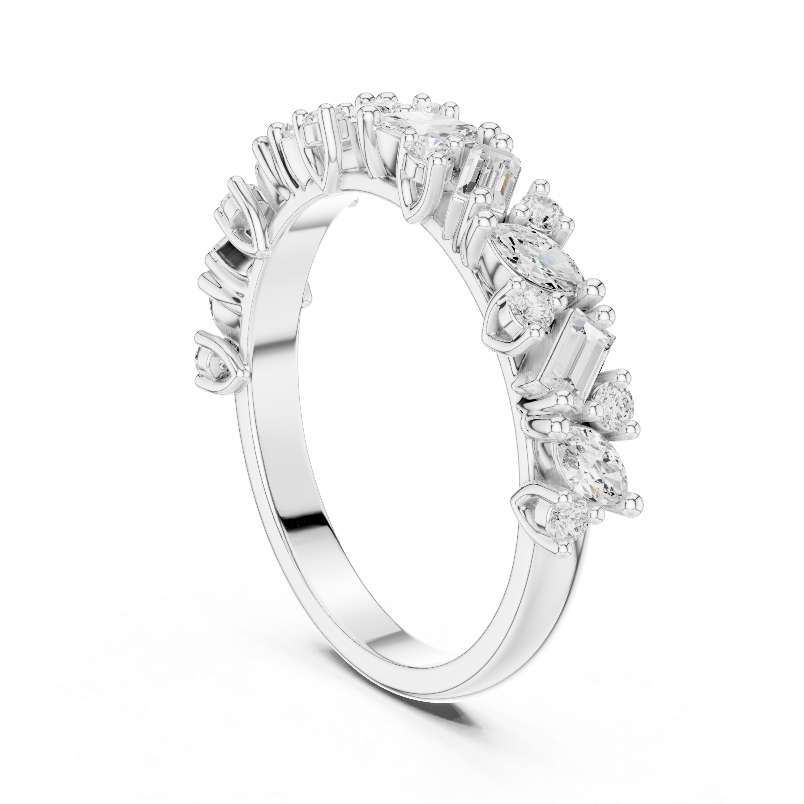 Diamond Ring with mixed cut in a floral-inspired design
