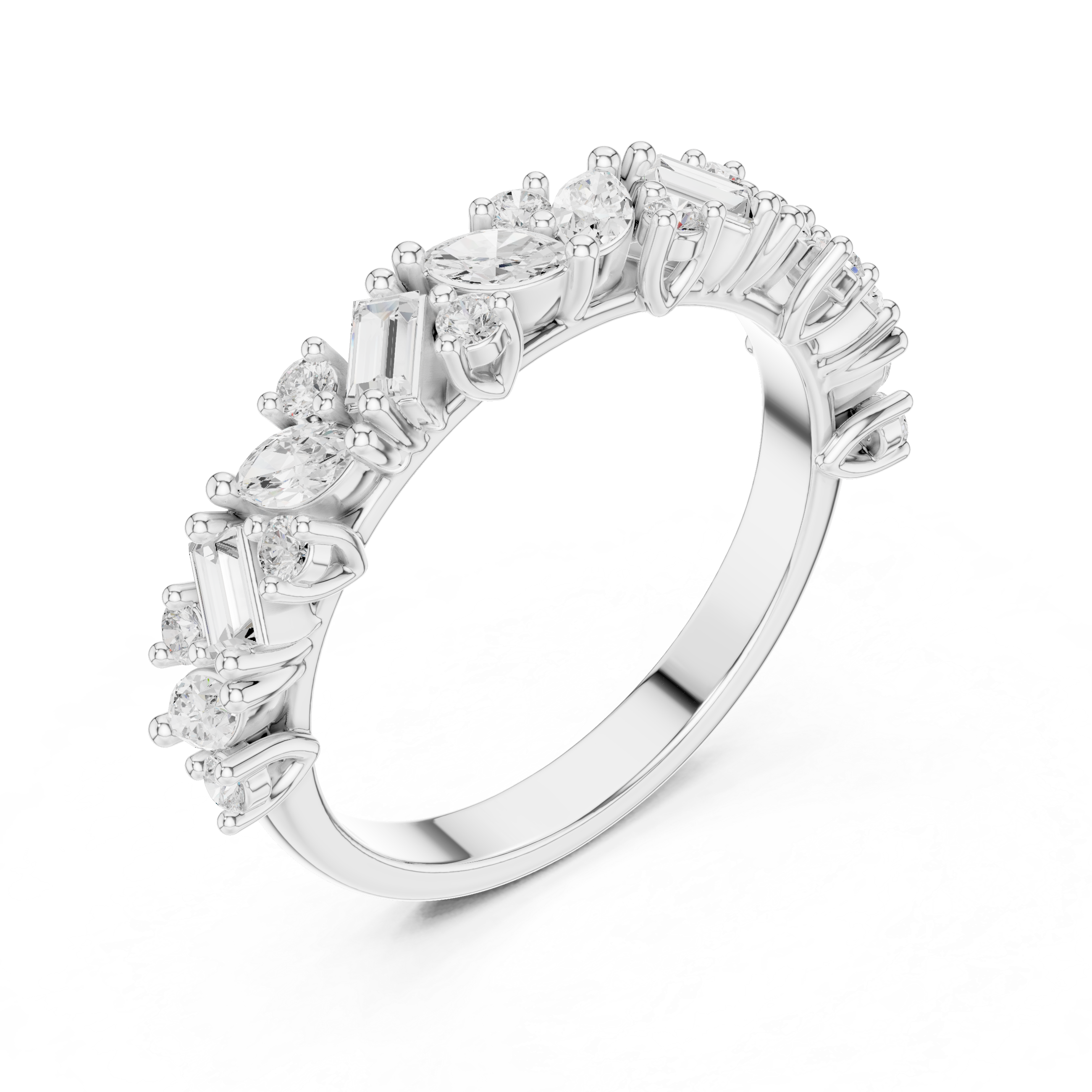 Diamond Ring with mixed cut in a floral-inspired design