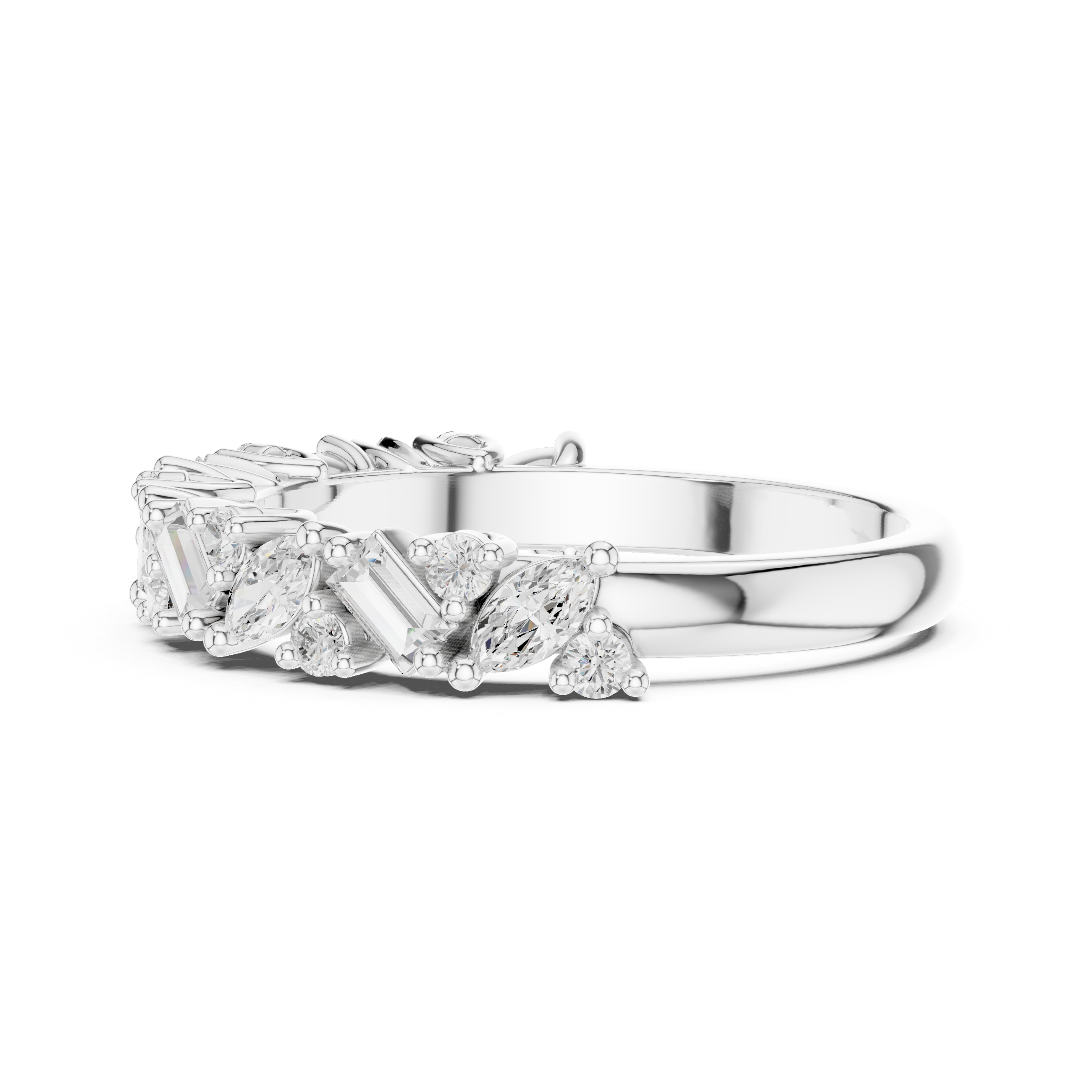Diamond Ring with mixed cut in a floral-inspired design