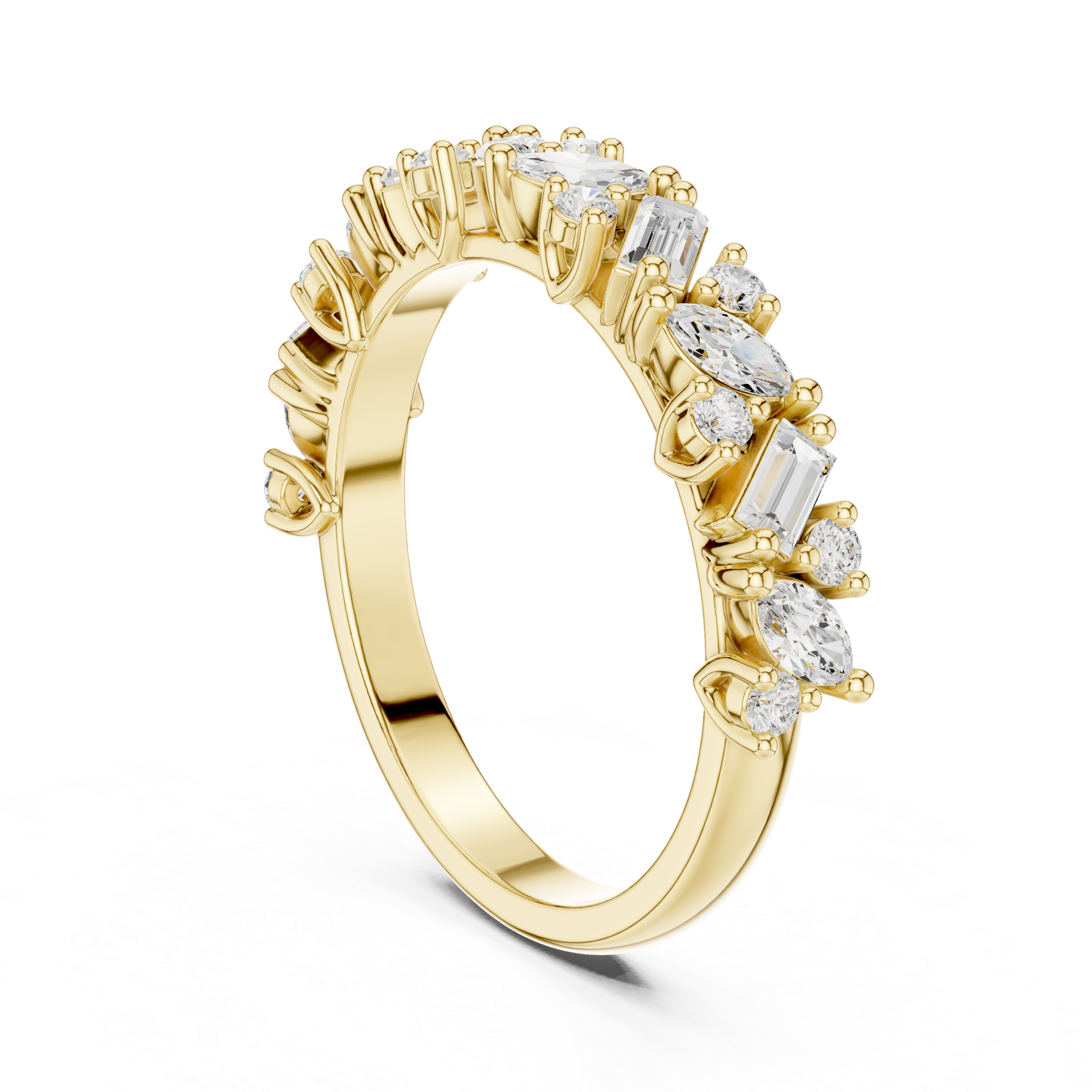 Diamond Ring with mixed cut in a floral-inspired design