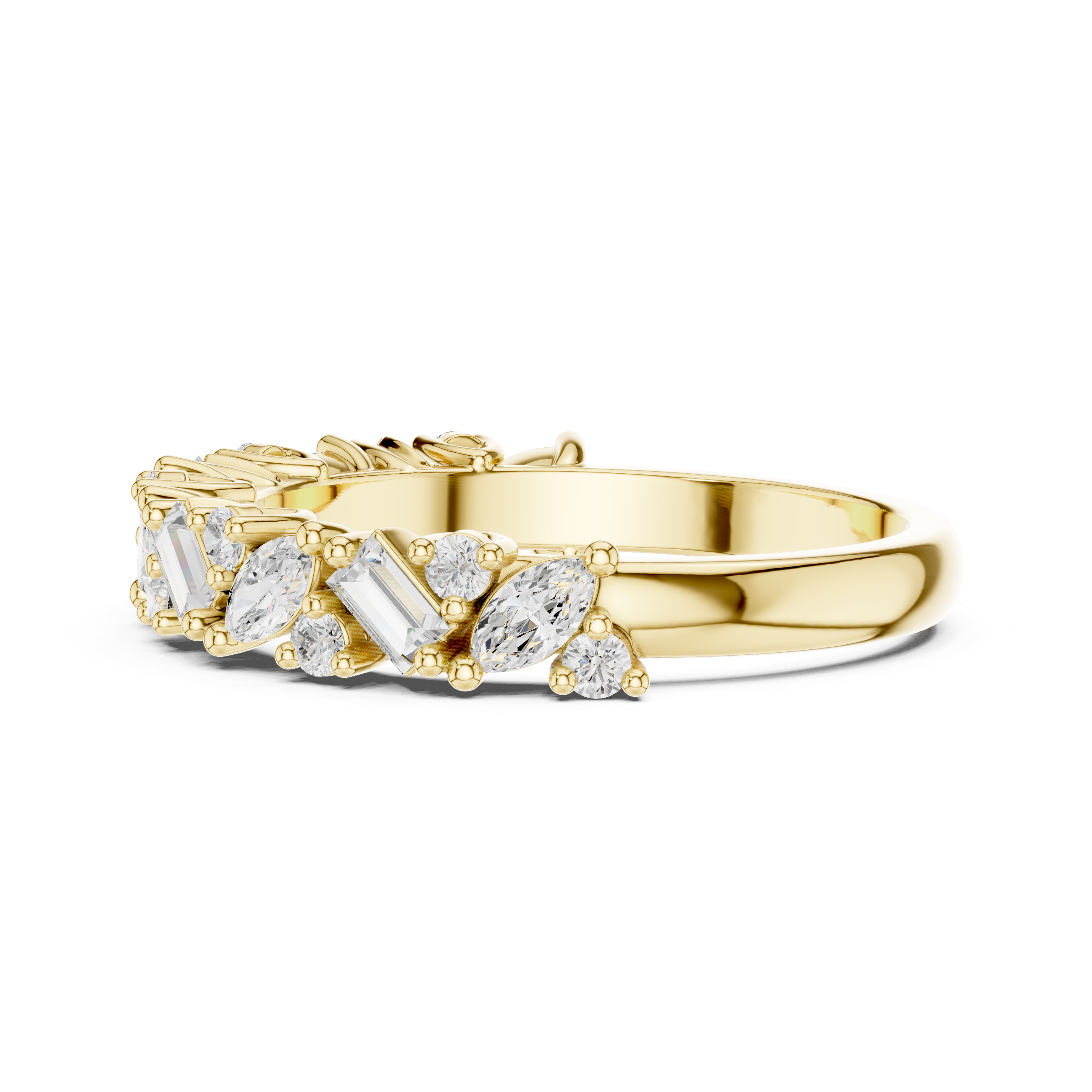 Diamond Ring with mixed cut in a floral-inspired design