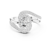 Oval center diamond and split shank pav‚ diamonds