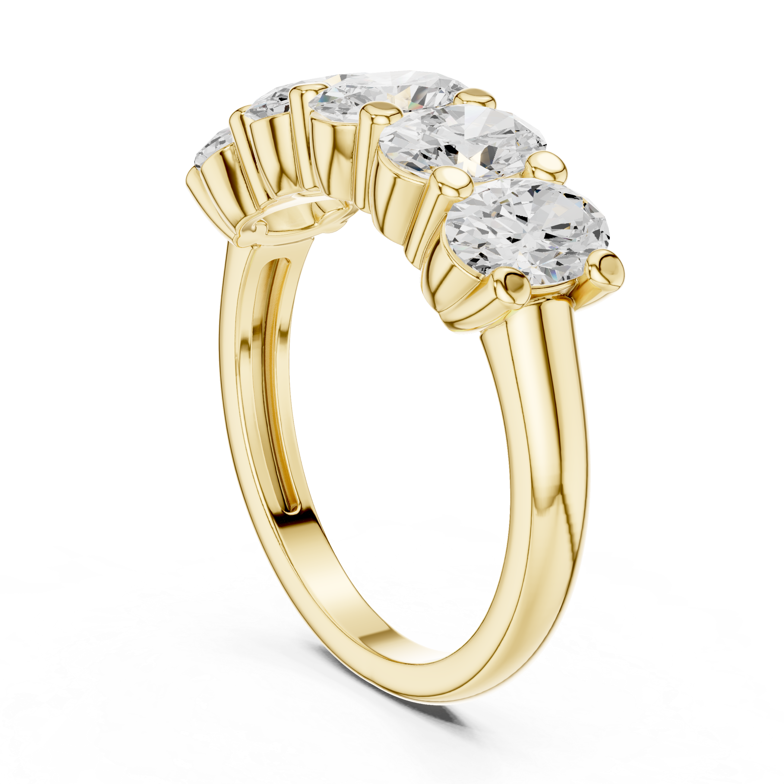 Oval diamond ring with five-stone