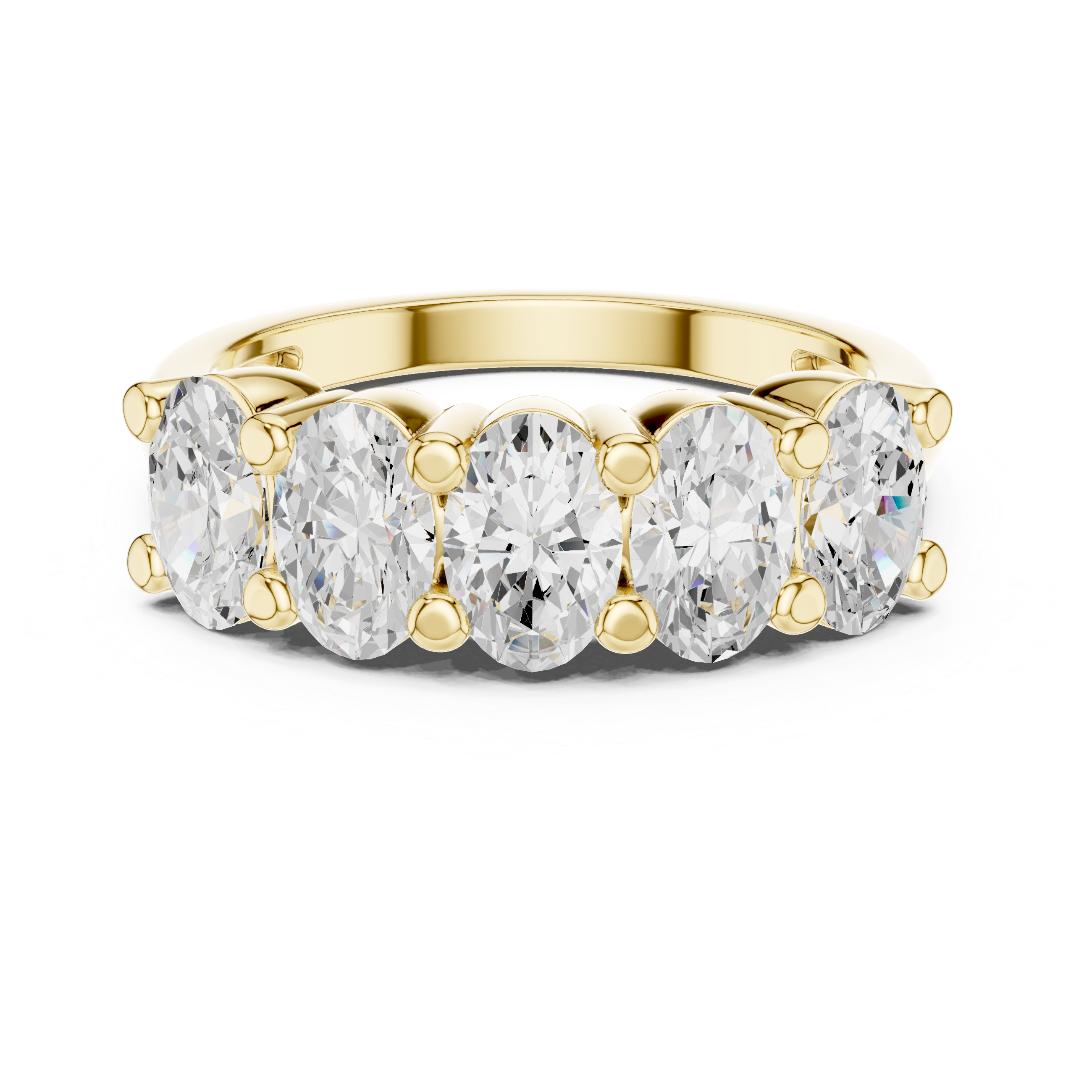 Oval diamond ring with five-stone