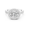 Ring with oval center diamond and pav‚ halo and band