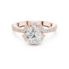 Round center diamond ring with halo and pav‚ band